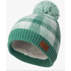 Britt's Knits Beanie Women's Green Tartan Plaid Faux Fur Lined